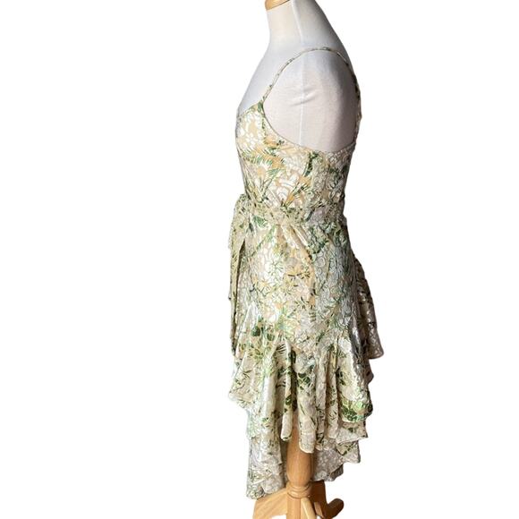 HEMANT & NANDITA Emerald Green Brasso Lurex Midi Dress Size Small - Picture 4 of 12